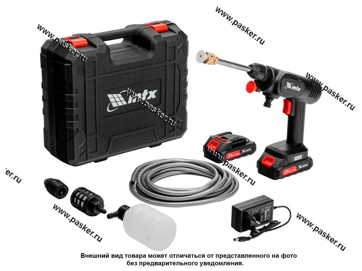 Мойка аккумуляторная MTX 40бар 4л/мин Li-ion 21В 2акк А-21-02 58211