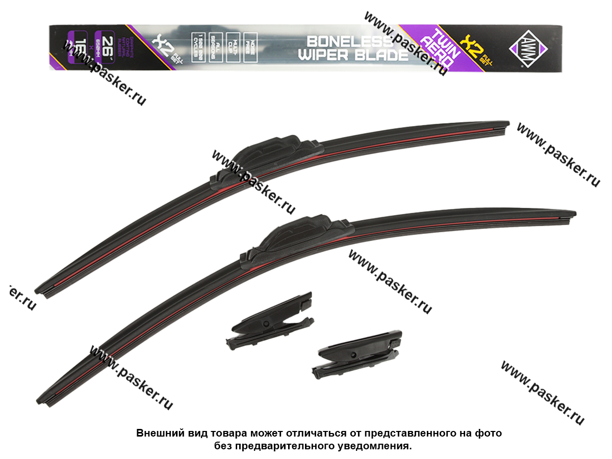 Щетки стеклоочистителя 65/40см универсальная AWM крепление Hook + Push Button бескаркасная к-т