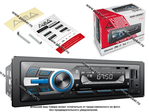 Автомагнитола AURA USB/SD/FM/Bluetooth 4х51W синяя подсветка AMH/FIREBALL-202BT