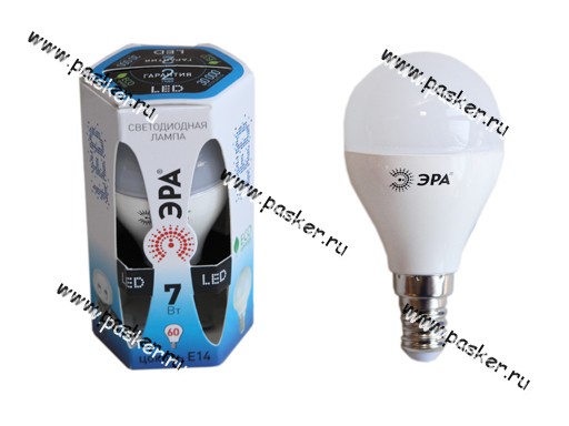 Лампа светодиодная ЭРА LED smd P45-7w-842/840-E14 нейтр. свет