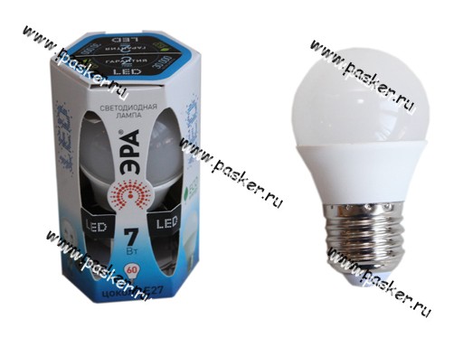 Лампа светодиодная ЭРА LED smd P45-7w-842/840-E27 нейтр. свет