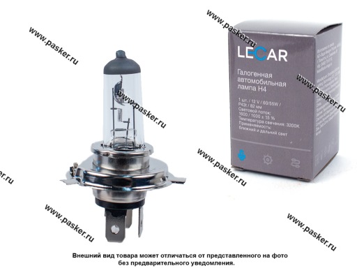 Лампа галоген 12V H4 60/55W P43t LECAR