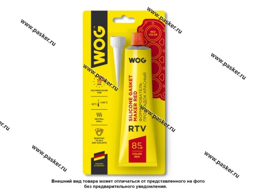 Герметик WOG WGC0762 85гр высокотемпературный силиконовый красный