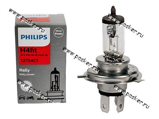Лампа галоген 12V H4 100/90W P43t Philips 12754C1