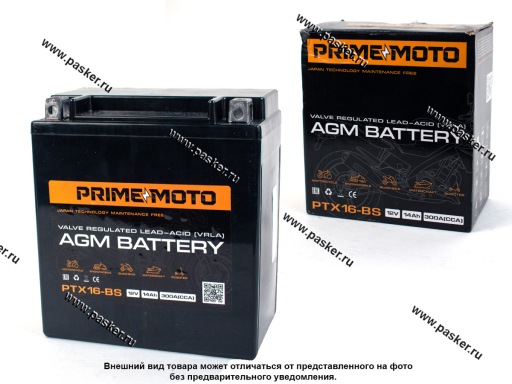 Аккумулятор PRIME MOTO AGM CT 1216 151х88х164 п/п с/эл PTX16-BS