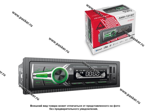 Автомагнитола AURA USB/MicroSD/FM/Bluetooth 4х51W зеленая подсветка AMH-101BT