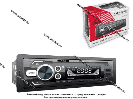 Автомагнитола AURA USB/MicroSD/FM/Bluetooth 4х51W белая подсветка AMH-104BT