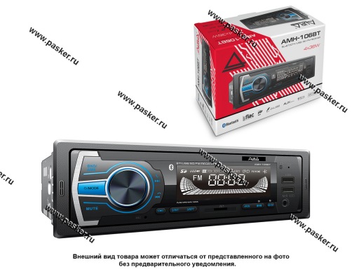 Автомагнитола AURA USB/MicroSD/FM/Bluetooth 4х51W синяя подсветка AMH-106BT