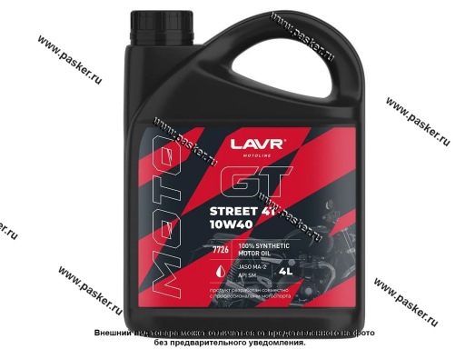Масло LAVR 4-х тактное 10W40 GT STREET API SM/SL JASO MA2 4л син