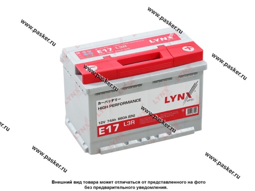 Аккумулятор LYNXauto 74Ач EN660 278x175x190 обр/п
