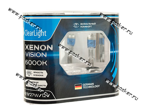 Лампа галоген 12V H27 27W PG13 ClearLight XenonVision MLH27XV 6000К