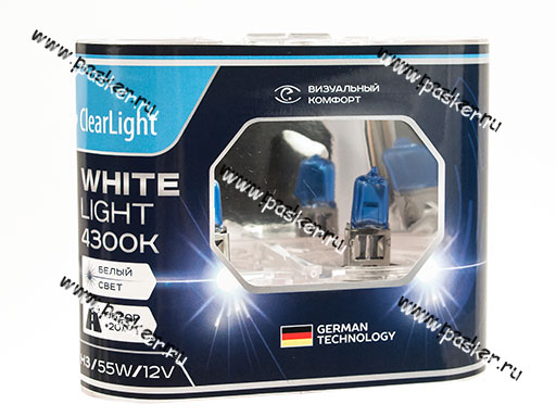 Лампа галоген 12V H3 55W Pk22s ClearLight WhiteLight MLH3WL 4300К