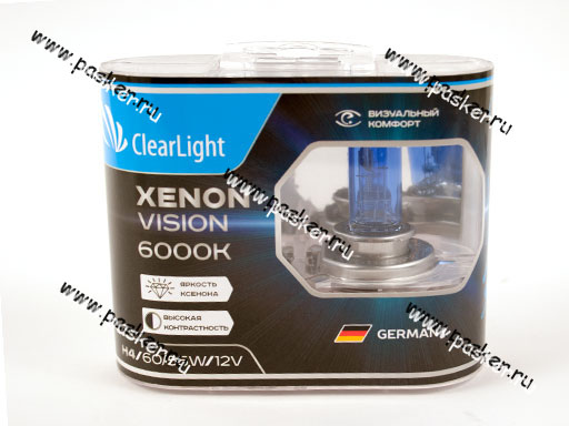 Лампа галоген 12V H4 60/55W P43t ClearLight XenonVision MLH4XV 6000К
