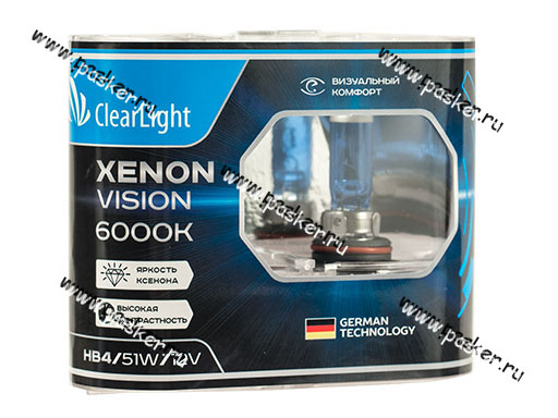 Лампа галоген 12V HB4 51W P22d ClearLight XenonVision ML9006XV 6000К