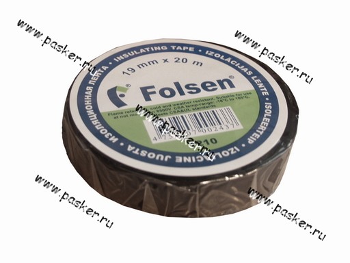 Изолента Folsen 19ммX20м 180мкм черная Premium от-18С до+105С