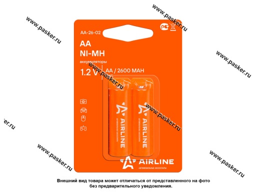 Батарейка AIRLINE AA HR6 аккумулятор Ni-Mh 2600 mAh AA-26-02