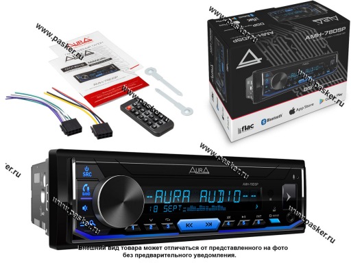 Автомагнитола AURA USB/MicroSD/FM/Bluetooth 4х51W 2RCA ID3 тэги DSP-проц подсветка голубая AMH-78DSP