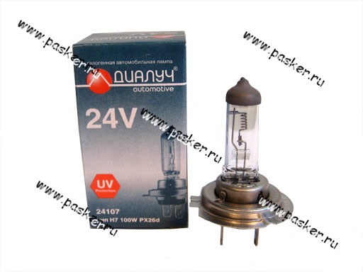 ЛЧ290 | 24107 Лампа галоген 24V H7 100W PX26d ДиаЛуч