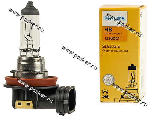 Лампа галоген 12V H8 35W PGJ19-1 Philips 12360C1