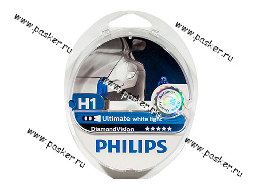 Лампа галоген 12V H1 55W P14.5s Philips DiamondVision 12258DVS2