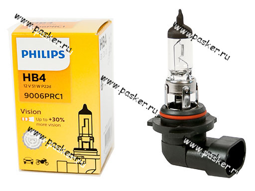 Лампа галоген 12V HB4 51W P22d Philips Vision +30% 9006PRC1