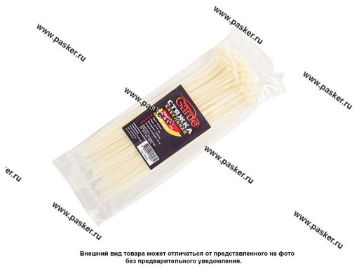 Хомут пластмассовый 4х250 ленточный Garde 100шт белый WT4250