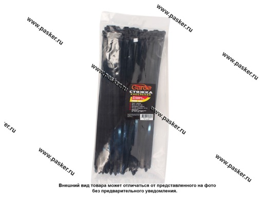 Хомут пластмассовый 8х400 ленточный Garde 100шт черный BL8400