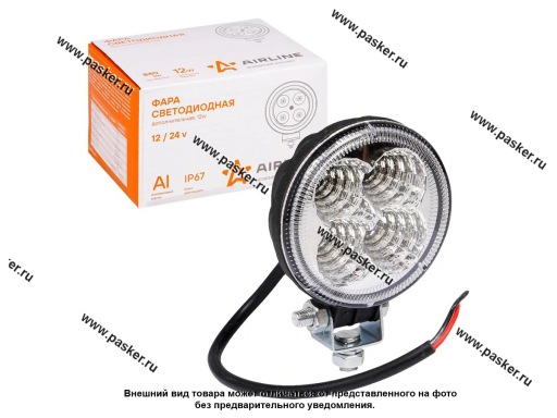 Фара светодиодная круглая 12W 12/24V AIRLINE 4LED рассеиваемый поток свет ALED002