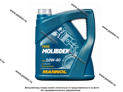 Масло Mannol 10W40 Molibden API SN/CH-4 501.01/505.00 4л п/с MN7505-4