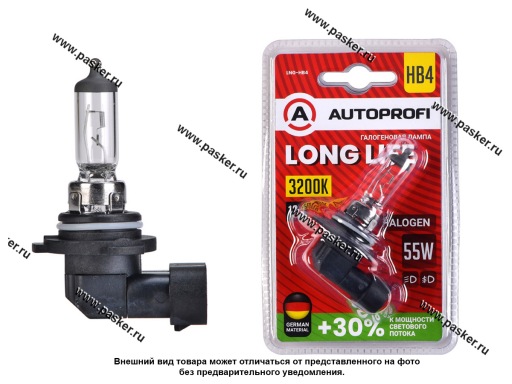 Лампа галоген 12V HB4 55W P22d AUTOPROFI LONG LIFE +30% LNG-HB4