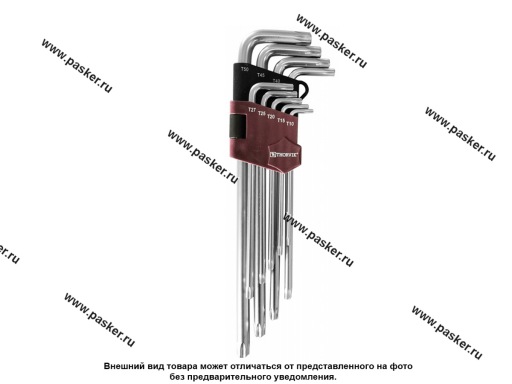 Ключи торцевые Г-образные TORX 9 предметов Т10-T50 удлиненные Thorvik TKL9S