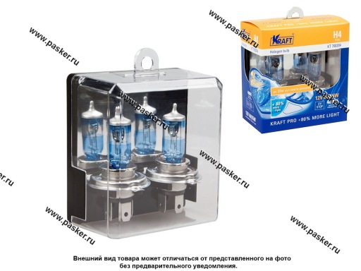 Лампа галоген 12V H4 60/55W P43t KRAFT PRO more light +80% KT 700204