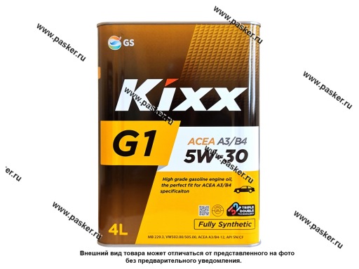 Масло KIXX  5W30 G1 API SN/CF ACEA A3/B4 4л син