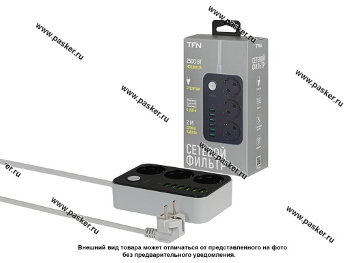 Сетевой фильтр + 6 USB TFN-POWER7BK