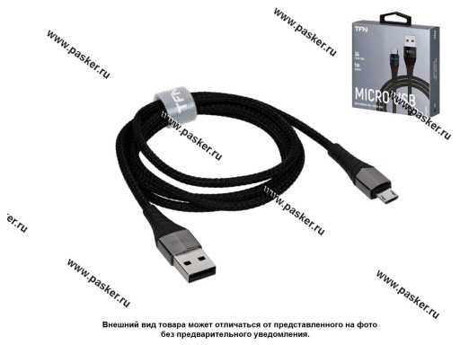 Кабель Micro-USB - USB 1м 3А TFN CKNMICUSB1MBK черный