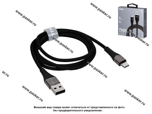 Кабель Type-C  - USB 1м 5А TFN CKNUSBCUSB1MBK черный