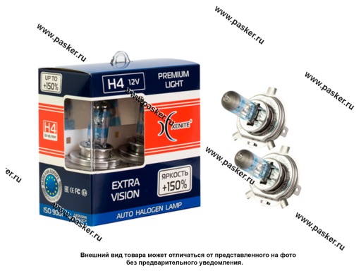 Лампа галоген 12V H4 60/55WP43t Xenite EXTRA VISION Xenite 1007176