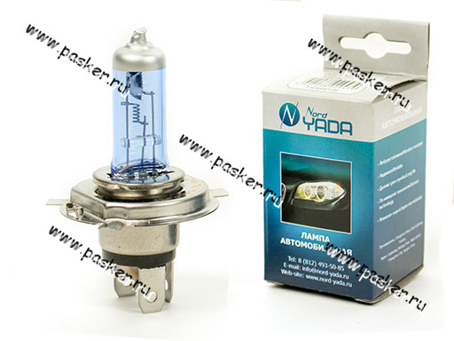800074 Лампа галоген 24V H4 75/70W P43t Nord YADA SUPER WHITE