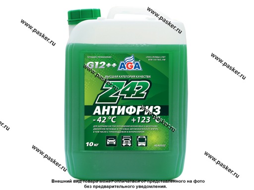 Антифриз AGA-42 050Z G12++ 10кг зеленый