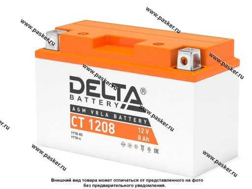Аккумулятор DELTA MOTO CT 1208 150x66x95 с/эл YT7B-BS/YT7B-4