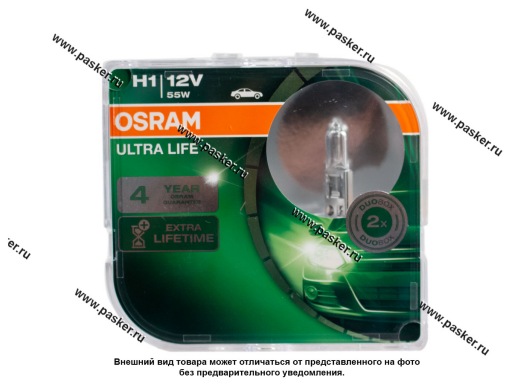 64150ULT-HCB Лампа галоген 12V H1 55W P14.5s OSRAM ULTRA LIFE 64150ULT-HCB