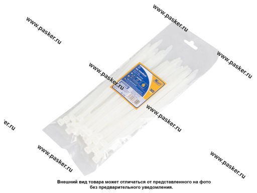 Хомут пластмассовый 7,6х200 ленточный KRAFT 50шт белый 880610