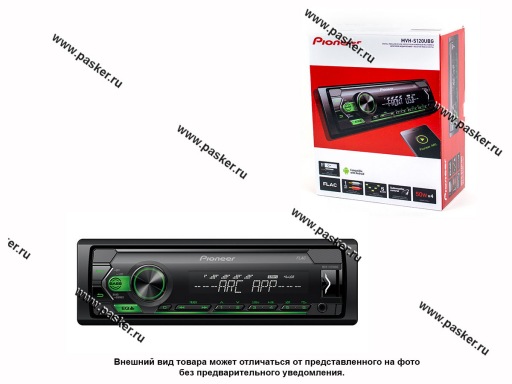Автомагнитола PIONEER USB/AUX-In 4х50Вт MVH-S120UBG зеленая подсветка